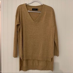 Minkpink Tan V-Neck High/Low Sweater